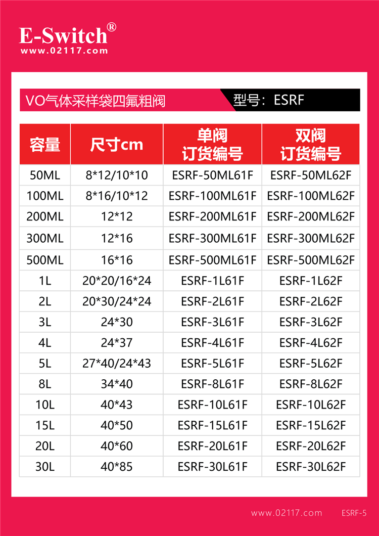 采样袋规格ESRF-2024.01.08-1-11