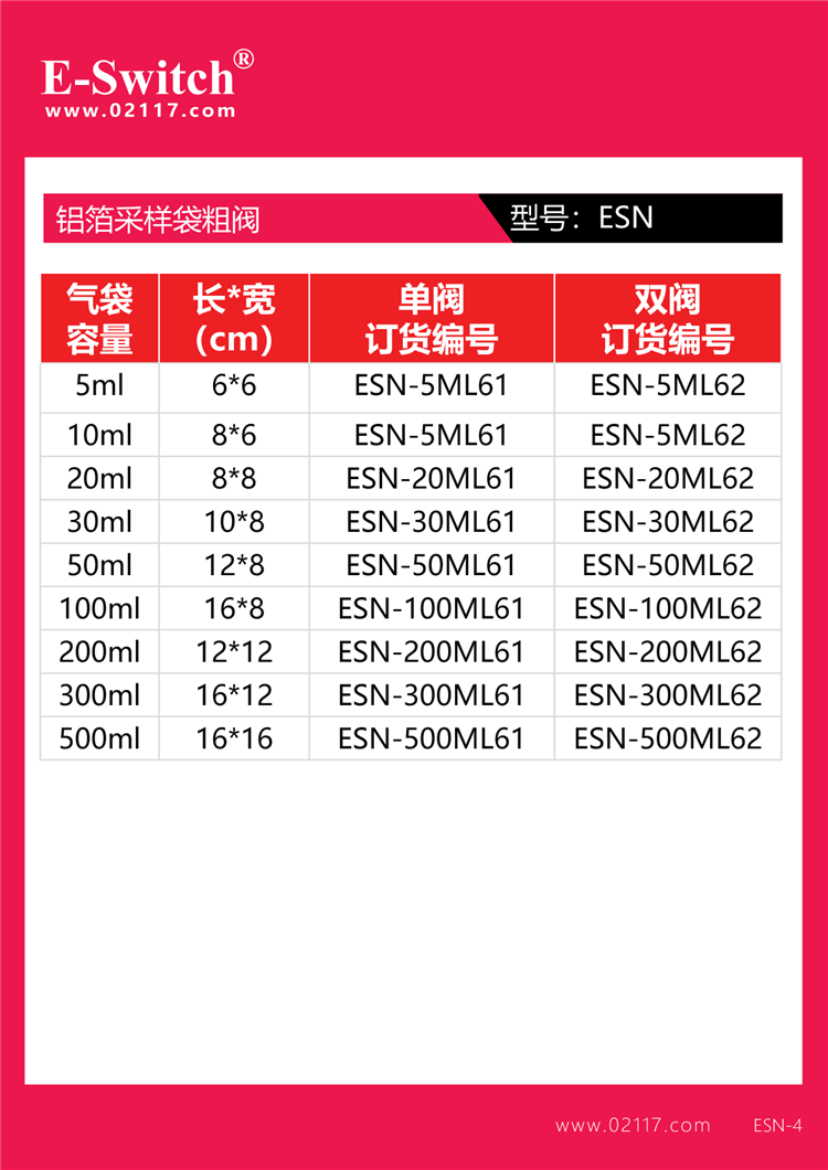 采样袋规格ESN-2024.01.08-1-01
